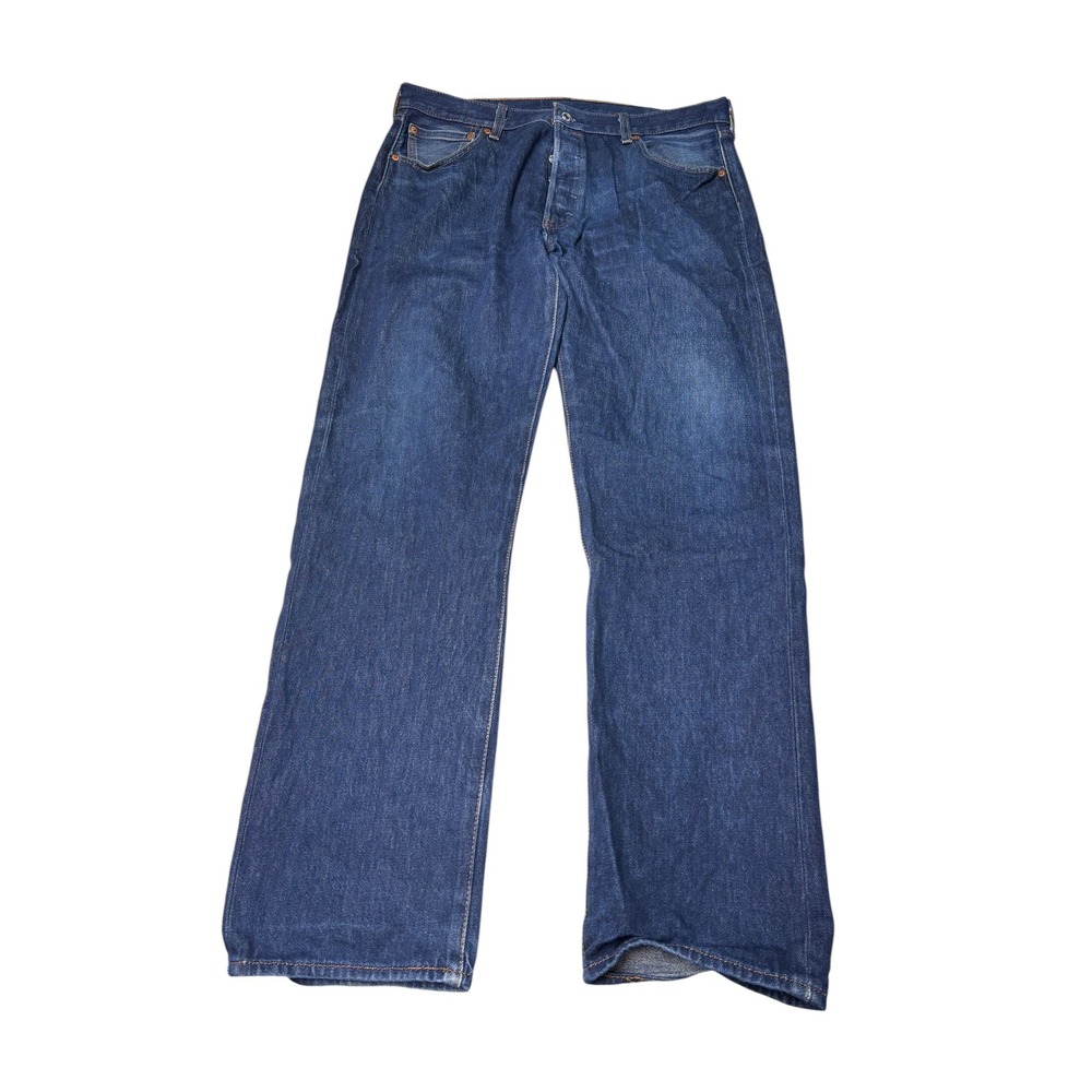 Levis 501 Original Fit Jeans Mens W38 L33 Dark Wash Indigo Blue Denim 00501-0000